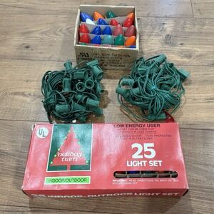 NEW Vintage Christmas String Light Set  Multi Color Ceramic Bulbs X3 Strands